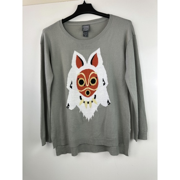 Her Universe Princess Mononoke Mask Sweater Lightweight Gray Size Medium - Picture 2 of 12